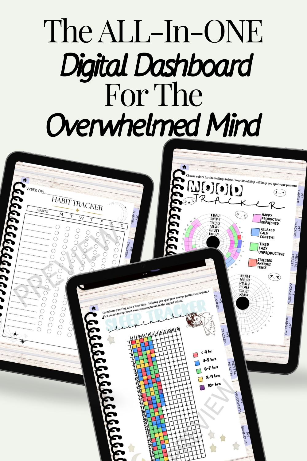 Clear & Capable Planner | All-In-One Hyperlinked Digital Planner Tool with Habit & Health Trackers (ADHD-Friendly)