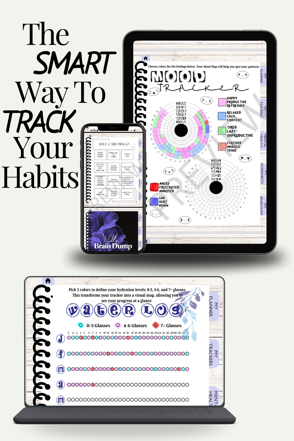 Clear & Capable Planner | All-In-One Hyperlinked Digital Planner Tool with Habit & Health Trackers (ADHD-Friendly)
